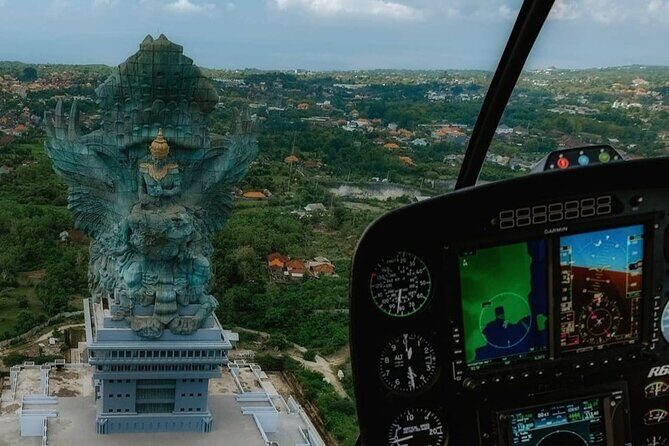 Above the Island of Gods Helicopter Tour - GWK Statue Park from the air: where scale becomes obvious