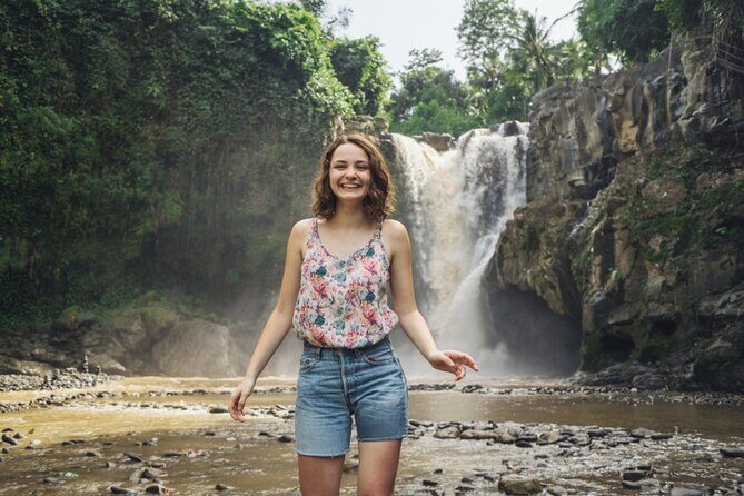 Ubud Tour Waterfall Rice Terrace Temple and Art Village - Tegenungan Waterfall: photos first, then a dip if you want it